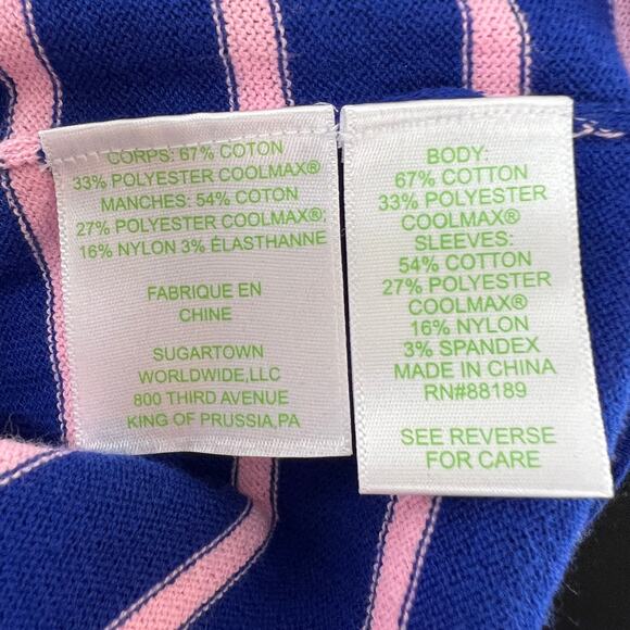 LILLY PULITZER Twilight Blue Coastal Shell Stripe Elba Tassel Sweater Size S - Picture 10 of 11